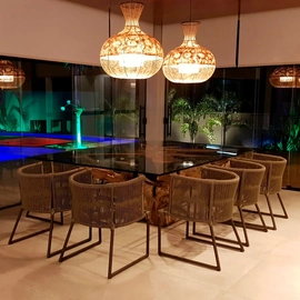 Cadeira em Corda Sintética e Alumínio  Pintura Epóxi Berlim (Kit 5 peças)