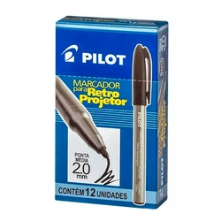 Caneta Marcador Para Retro Projetor 2.0mm Preta Cx Com 12 Unidades Pilot