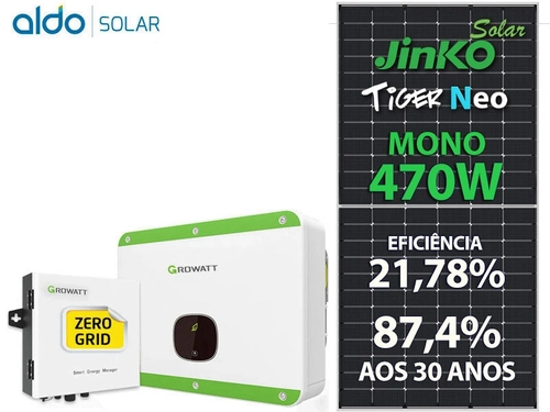 Gerador De Energia Solar Growatt Zero Grid Metalica Perfil 55cm Romagnole Growatt Gf 37,6kwp Jinko Tiger Neo Mono 470w Mac 36kw 3mppt Trif 220v