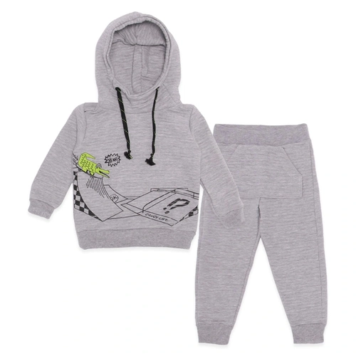 Conjunto Blusa com Capuz e Calça Moletom Bordada Jacaré Perfect Boys - Masculino