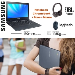 Notebook Chromebook Samsung XE500C13-AD2BR Intel 2.48Ghz e.MMC 16GB 2Gb DDR3 Tela 11,6 + fone Jbl + mouse Logitech