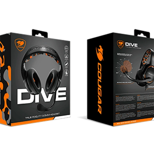 Headset Gamer Cougar DIVE, Driver 50MM, PRETO E LARANJA, CGR-P50B-270