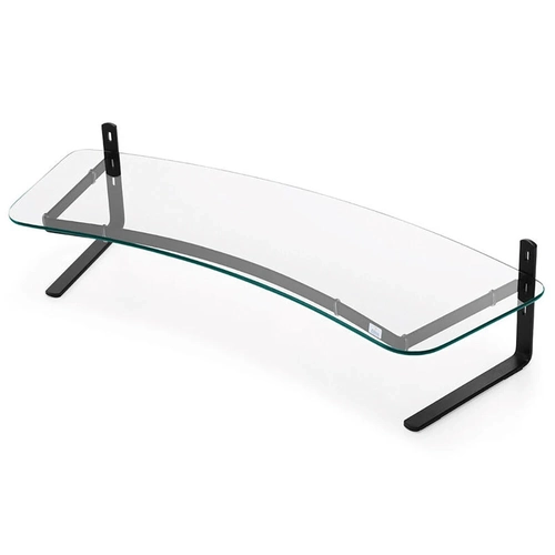 Suporte Para 02 Monitores Reliza Executive Preto Com Vidro Incolor