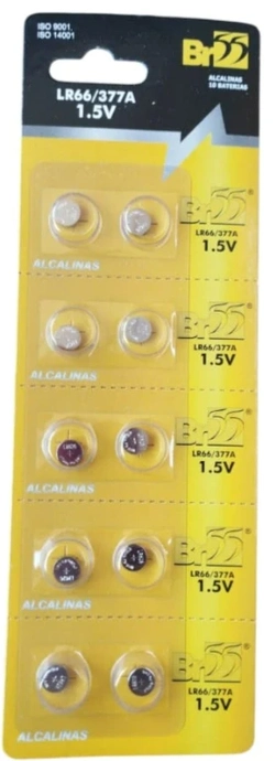 377 = 376 = 626 = 565 = G4 BR55 1,55V cartela c/10un.