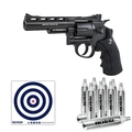 (Kit)  Revólver Airsoft Wingun Metal 701 4 Pol CO2 4,5MM + 10 Cilindros de CO2 + 40 Un Alvo 14cmX14cm - (Rossi)