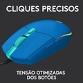 Mouse Gamer Logitech G203, USB, RGB, Lightsync, 6 Botoes, 8.000 DPI, Azul, Com Fio -  910-005795