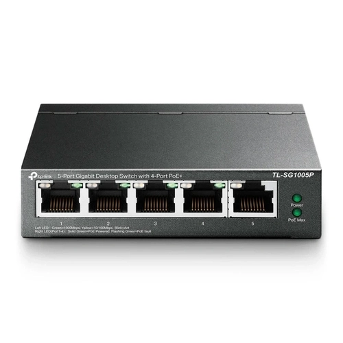 Switch Gigabit Tp-link 10/100/1000 de Mesa C/ 5 Portas (4 Poe) - Tl-sg1005p