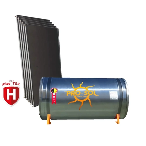 Kit Aquecimento Solar - 1.000 Litros - Baixa Pressão p/ Água Agressiva - Reservatório INOX 316L - PROSOL