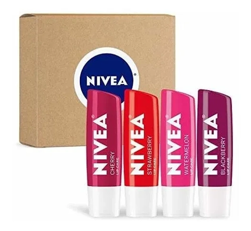 Pacote Variado De Protetor Labial Nivea Lip Care Fruit