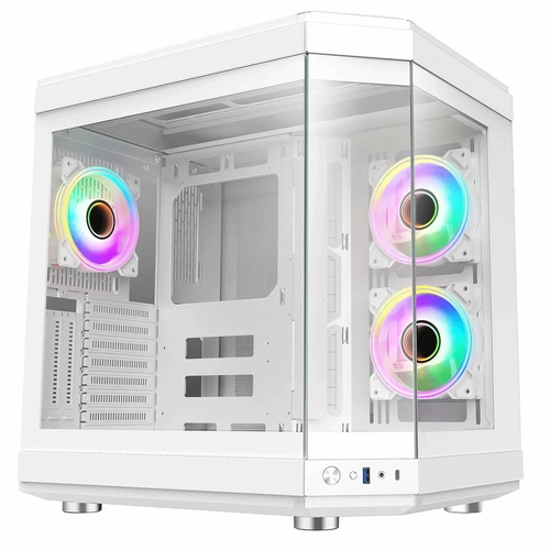Gabinete Gamer Liketec Unreal Snow White Cube Design Mid Tower Vidro Temperado