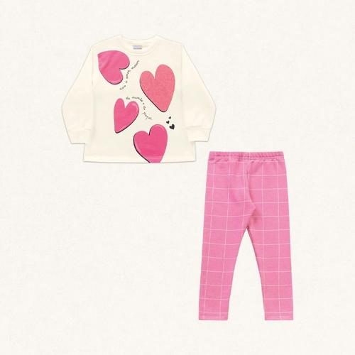 Conjunto Moletom Blusa e Legging Corações Fakini - Feminino