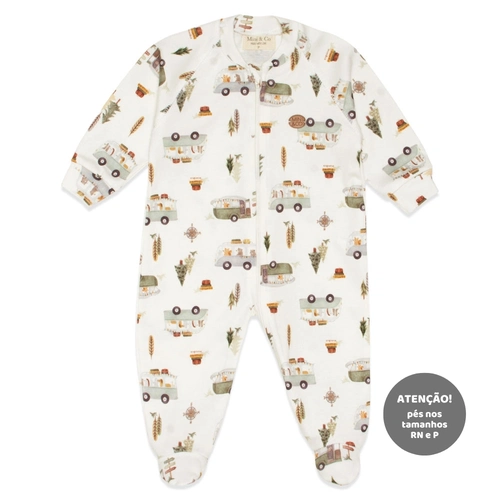 Macacão Manga Longa Estampado com Ziper Suedine Masculino - Traveling