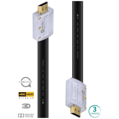 Cabo Vinik HDMI 2.0 4K UltraHD 3D com Conector Desmontável 3 metros - H20FL-3
