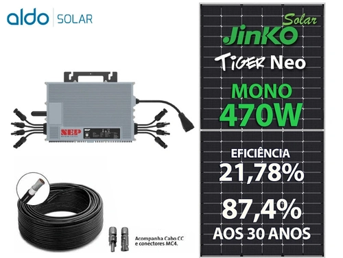 Gerador De Energia Solar Nep Micro Inversor Metalica 55cm Nep Microinversor Gf 3,76kwp Jinko Tiger Neo Mono 470w Nep 2kw 2mppt Mono