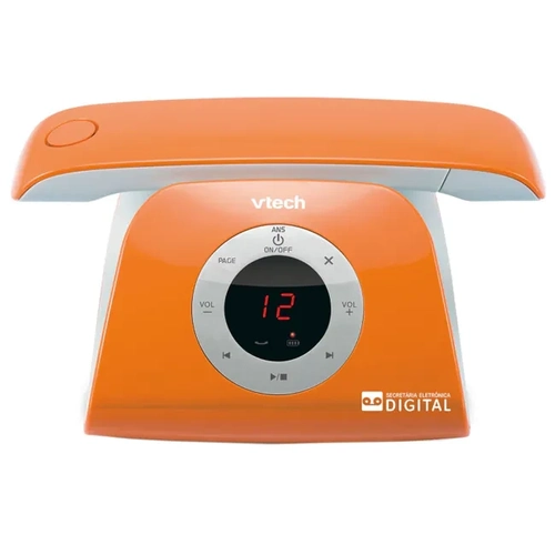 Telefone Digital Sem Fio Vtech Com Secretária Eletrônica Retro Phone Laranja