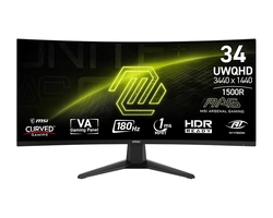 Monitor Gamer MSI MAG 346CQ, 34'' Ultrawide, Curvo 1500R, UWQHD, 180Hz, 1ms - 9S6-3DD71M-004
