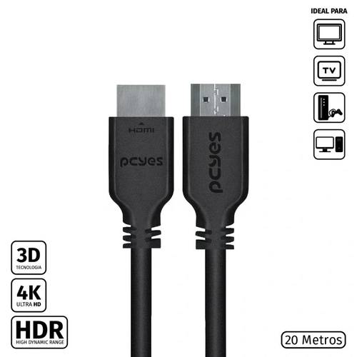 Cabo Hdmi 2.0 Pcyes 30awg Puro Cobre 20 Metros - Phm20-20