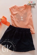 Conjunto Borboleta Strass Laranja e preto