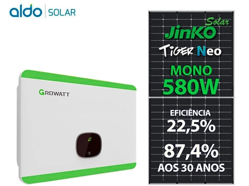 Gerador De Energia Solar Growatt Sem Estrutura Growatt Gf 35,96kwp Jinko Tiger Neo Mono 580w Mid 25kw 2mppt Trif 380v