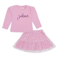 Conjunto Blusa em Malha Crepada e Saia de Tule Glow Pokotinha - Feminina
