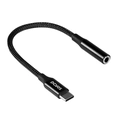Cabo Adaptador para Fone de Ouvido Usb Tipo-c para P3 3.5mm Fêmea Hifi - Preto - 15cm - Nylon - P3ucp-15p