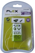 Baterias Recarregável 9V Flex 450mah com 1 unidades.