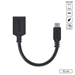 Adaptador OTG Micro USB Macho x USB Fêmea Pcyes Preto - Pamup15