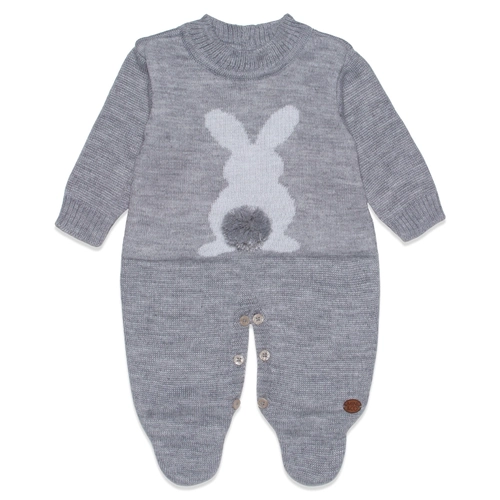 Macacão Manga Longa Tricot Jacquard Coelhinho Masculino  – Mescla