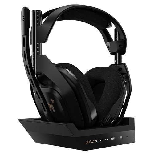 Headset Astro, Gaming A50 + Base Station Gen 4 com Áudio Dolby/Dolby Atmos, Preto/Dourado, Sem Fio - 939-001681
