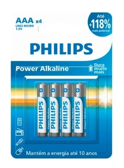 Pilha AAA Philips c/4 unidades. Alcalina