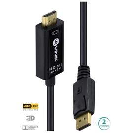 Cabo Displayport 1.3 para Hdmi 2.0 4k 30hz Ultra Hd 2 Metros - H20dp13-2