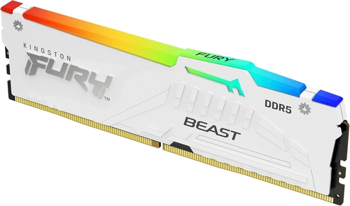 Kit Memória Kingston Fury Beasy White 64GB (2x32GB) 6400MT/s DDR5 CL32 -39 1.4V - KF564C32BWAK2-64