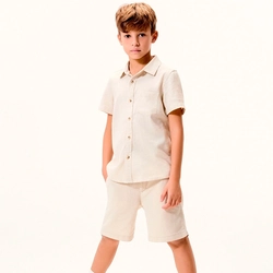 Bermuda Básica Hering Com Linho Masculina - Bege