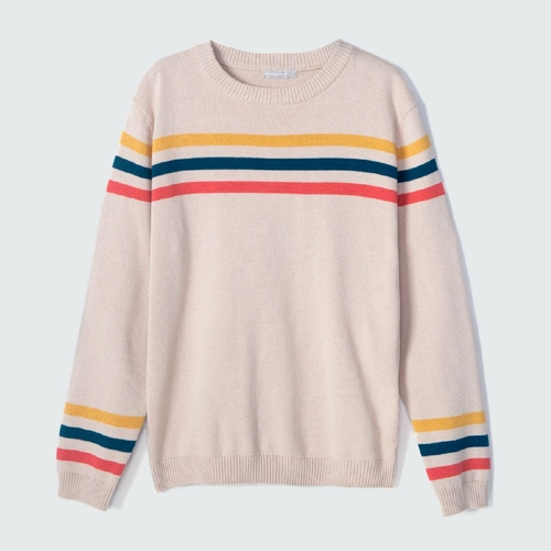 Blusão Manga Longa Tricot Listra Colorida Hering - Masculino