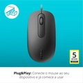 Mouse Rapoo Com Fio N200 1600dpi - Ra016 Preto