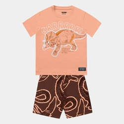 Conjunto Camiseta e Bermuda Estampa Dinossauro Fakini Masculino