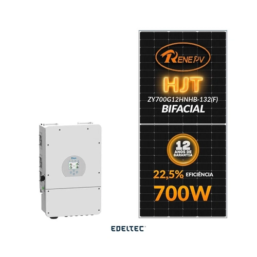 Gerador Edeltec Solar Hibrido Deye 6,30 Kwp Mon. 220v S/estrutura (5k/700w Bifacial)