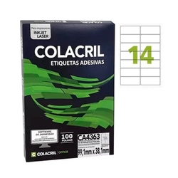 Etiqueta Adesiva Colacril A4 CA4363 99,1 X 38,1mm com 100 Folhas