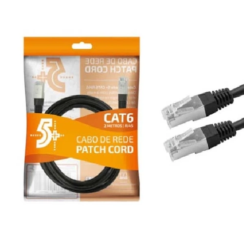 Cabo De Rede Patch Cord Cat6 Blindado 2m Preto