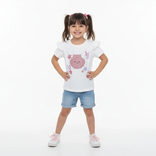 Camiseta Manga Curta By Gus Beautifull Estampa Interativa Feminino - Branca