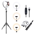 Kit Ring Light Led 26cm 10 Polegadas Com Tripe 1,65 Metros e Suporte para Celular Ate 8 - Rl26