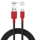 Cabo Usb a 2.0  Macho P/ Usb Tipo-c - Conec. Vermelho - P/ Switch - 3 Metros - Nylon - Cbpy03v