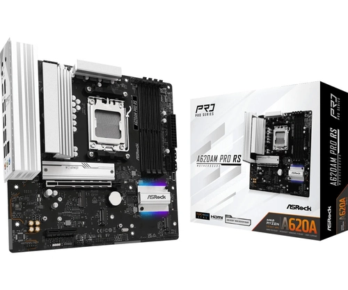 Placa Mãe Asrock Am5 A620am Pro Rs M-atx 4xddr5 256gb 4xusb2.0 3xusb3.2 1xusb3.2 Tipo-c Hdmi/dp Rede Giga 3xm.2 Nvme
