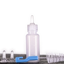 Kit Mamadeira P Azul para Animais de Estimação com 3 bicos e Limpador