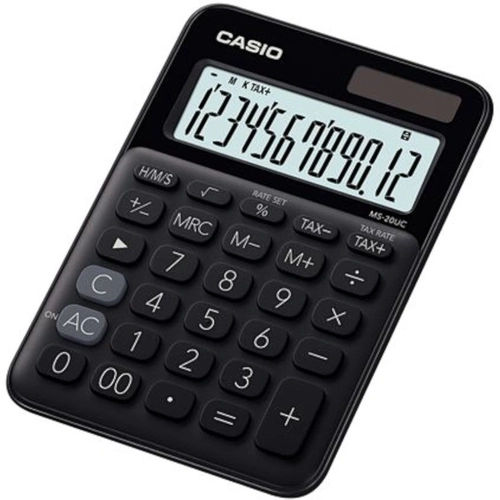 Calculadora de Mesa Casio 12 Dígitos Com Cálculo de Horas Preta - Ms-20uc-bk-n-dc