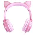 Fone de Ouvido Headset Kitty Ear - Orelha de Gato Rosa Com Microfone Cabo 1.2m Plug P2 Estereo P3 - Ke120r