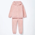 Conjunto em Fleece Peluciado com Orelhinhas no Capuz Rosa Hering - Feminino