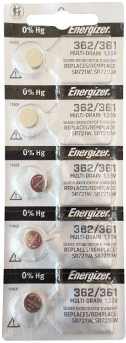362 = 361 = 310 = 721 = G11 Energizer - 1,55V cartela c/5un.