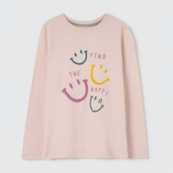 Camiseta Manga Longa Find The Happy Rosa Hering - Feminina
