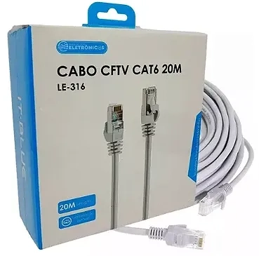 Cabo de rede Rj45 Cftv Cat6 20m Le-316 - It-Blue
